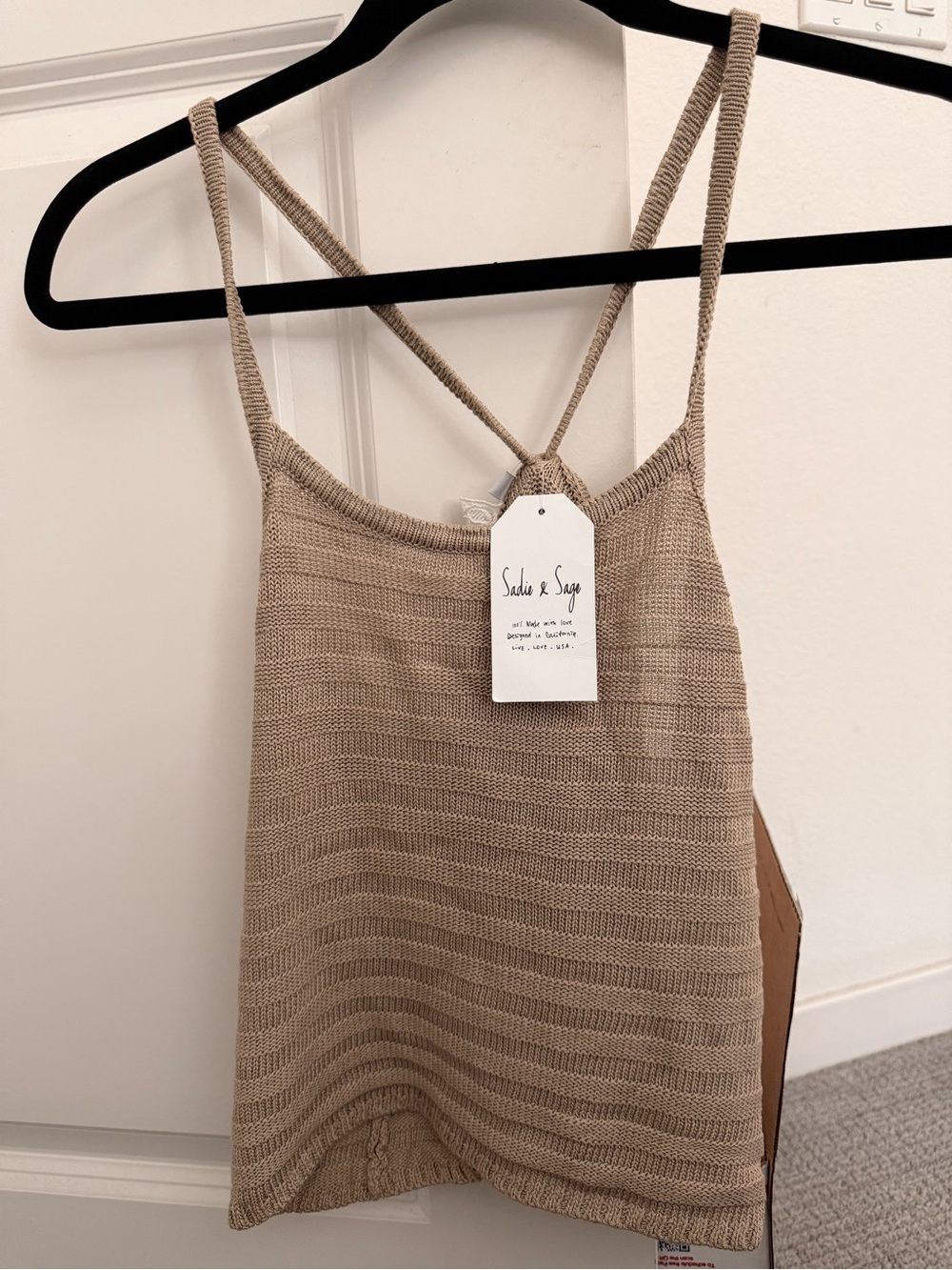 Sadie & Sage Taupe Beige Knit Strappy Cami